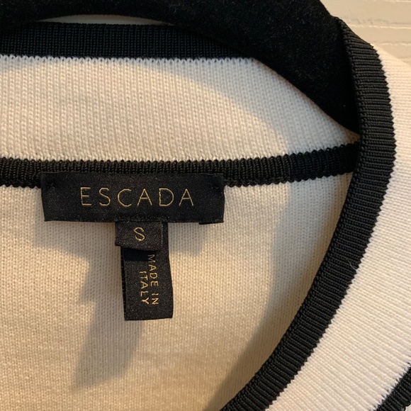 NWOT Escada Cream/Black Wool Cardigan Sweater sz S - Picture 4 of 6